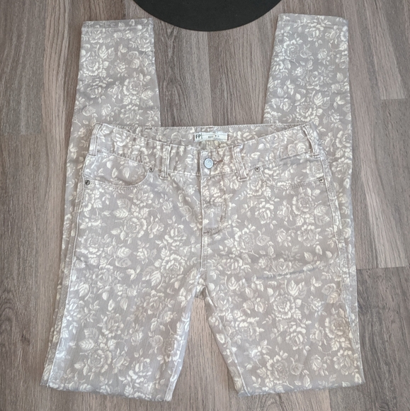Free People Beige Floral Skinny Jeans Size 27 - Picture 3 of 7